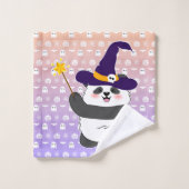 Halloween Niedliches Baby Panda Hexe Magic Wand Badhandtuch Set (Waschlappen)