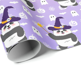 Halloween Niedliches Baby Panda Hexe Magic Wand Geschenkpapier