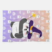 Halloween Niedliches Baby Panda Hexe Magic Wand Geschirrtuch (Horizontal)