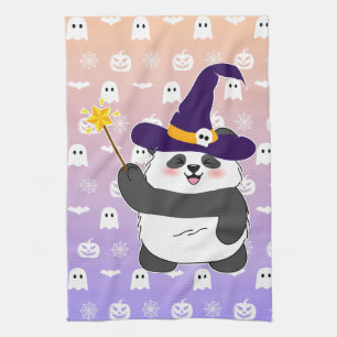 Halloween Niedliches Baby Panda Hexe Magic Wand Geschirrtuch