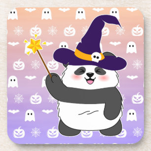 Halloween Niedliches Baby Panda Hexe Magic Wand Getränkeuntersetzer