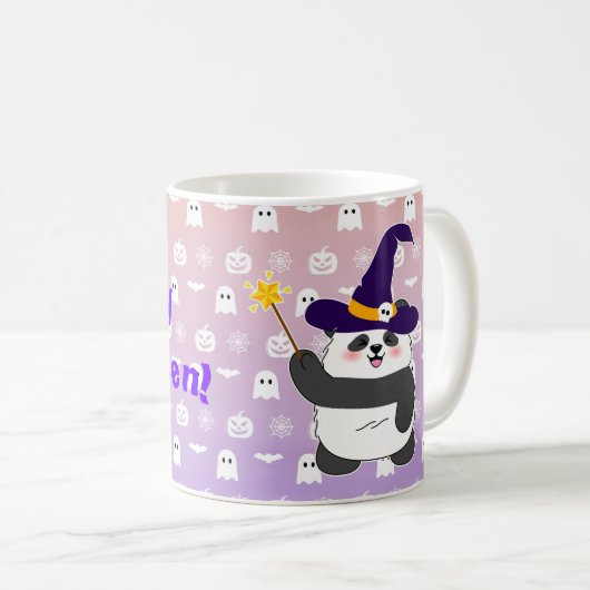 Halloween Niedliches Baby Panda Hexe Magic Wand Kaffeetasse (VorderseiteRechts)