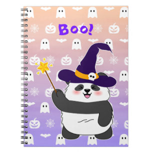 Halloween Niedliches Baby Panda Hexe Magic Wand Notizblock