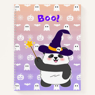 Halloween Niedliches Baby Panda Hexe Magic Wand Notizblock