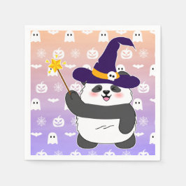 Halloween Niedliches Baby Panda Hexe Magic Wand Serviette