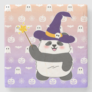 Halloween Niedliches Baby Panda Hexe Magic Wand Steinuntersetzer