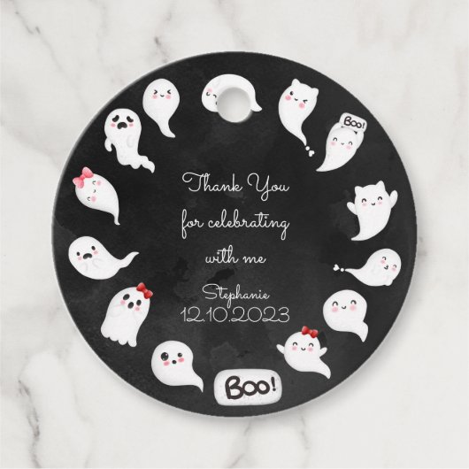 Halloween, niedliches beängstigendes Geistermädche Geschenkanhänger (Vorderseite)