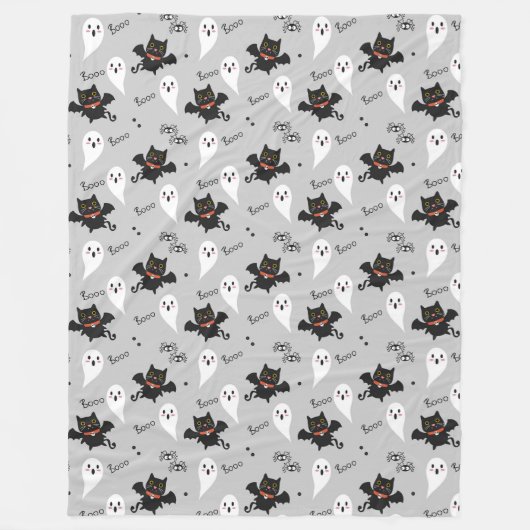 Halloween Niedliches Gespenst, Fledermäuse, Katzen Fleecedecke (Vorderseite)