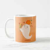 Halloween Niedliches Gespenst und Blume Kaffeetasse (Links)