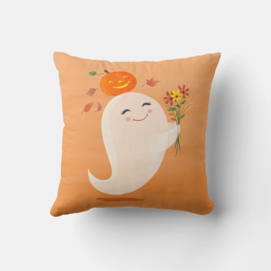 Halloween Niedliches Gespenst und Blume Kissen (Rückseite)
