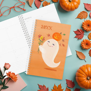 Halloween Niedliches Gespenst und Blume Planer