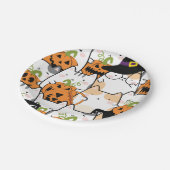 Halloween Niedliches Monsterpapier Pappteller (Schrägansicht)