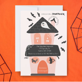 Halloween niedliches Party aus Rosa und Orange Einladung
