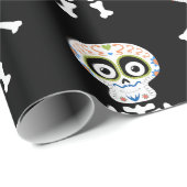 Halloween niedliches Skelett Geschenkpapier (Rolleneckpunkt)