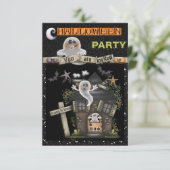 Halloween - Niedliches Spuk Geisterhaus (2) Einladung (Stehend Vorderseite)