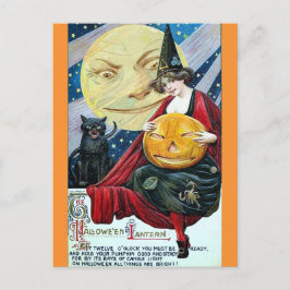 Halloween Niedliches Vintag-Hexenmoon-Gedicht Postkarte