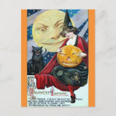 Halloween Niedliches Vintag-Hexenmoon-Gedicht Postkarte (Vorderseite)
