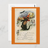 Halloween Niedliches Vintages Black Cat Mouse Gedi Postkarte (Vorne/Hinten)