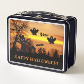 Halloween Night Beängstigend Ghosts and Bats Scene Metall Brotdose (Vorderseite)