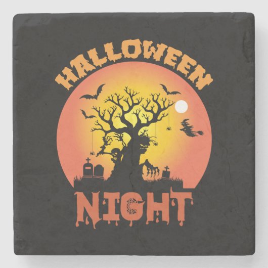 Halloween Night Birthday Steinuntersetzer (Vorderseite)
