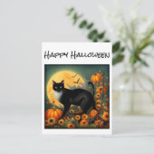 Halloween Night Cat T - Shirt Postkarte (Stehend Vorderseite)