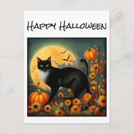 Halloween Night Cat T - Shirt Postkarte