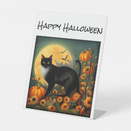 Halloween Night Cat T - Shirt Sockelschild