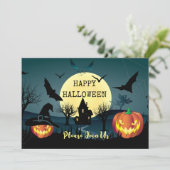 Halloween Night Celebration, Karneval Fantasy Moon Einladung (Stehend Vorderseite)