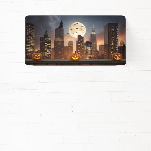Halloween Night Cityscape mit Pumpkin Banner (InSitu)
