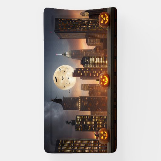 Halloween Night Cityscape mit Pumpkin Banner (Vertikal)
