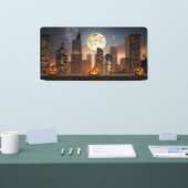 Halloween Night Cityscape mit Pumpkin Banner (Messe)
