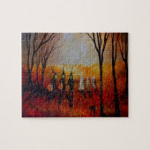 Halloween Night Full Moon Geister und Hexen Puzzle (Horizontal)