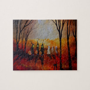 Halloween Night Full Moon Geister und Hexen Puzzle