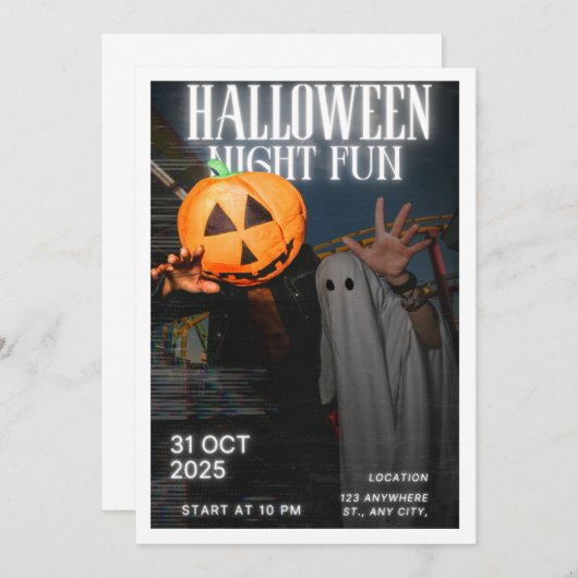 Halloween Night Fun  Einladung (Vorne/Hinten)