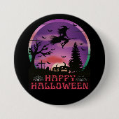 HALLOWEEN NIGHT GRAVEYARD WITCH BUTTON (Vorderseite)