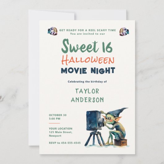 Halloween Night Gremlin Hallowen Sweet 16 Einladung (Vorderseite)