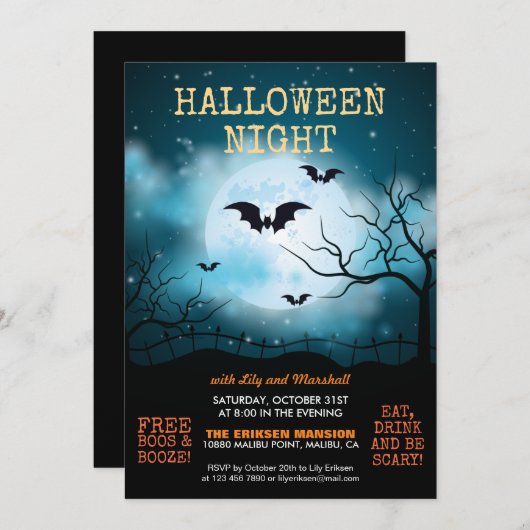 Halloween Night Halloween-Party | Einladung (Vorne/Hinten)