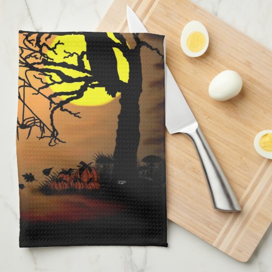 Halloween Night, Happy Halloween ! Geschirrtuch (Viertel Falte)