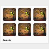 Halloween Night, Happy Halloween ! Quadratischer Aufkleber (Blatt)