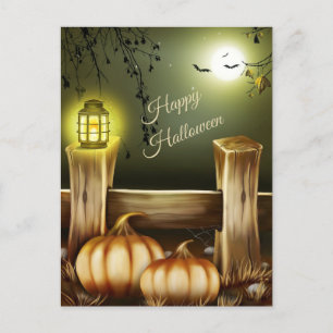 Halloween Night in Countryside - Kürbis und Fleder Feiertagspostkarte