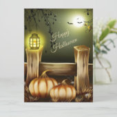 Halloween Night in Countryside - Kürbis und Fleder Karte (Stehend Vorderseite)