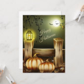 Halloween Night in Countryside - Kürbis und Fleder Karte (Vorderseite/Rückseite Beispiel)