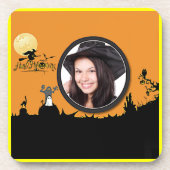 Halloween Night in Orange Glow Fügen Sie Ihr Foto Getränkeuntersetzer (Vorderseite)