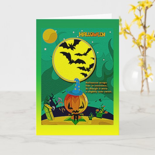 Halloween Night Jack o' Lantern Wizard Scene Karte (Gelbe Blume)