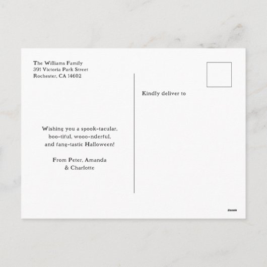 Halloween Night Jack O'Lanterns Bats Postkarte (Rückseite)