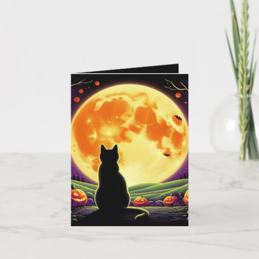 Halloween Night mit Black Cat und Jack-O' Lantern Einladung (Vorderseite)