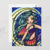 Halloween Night Moon Star Fairy Fantasy Art Girl Postkarte (Vorne/Hinten)