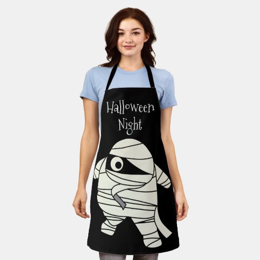 Halloween Night Mummy Black and White Schürze (Getragen)