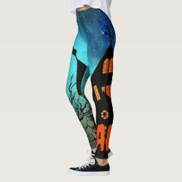 Halloween Night Orange Monogram Leggings