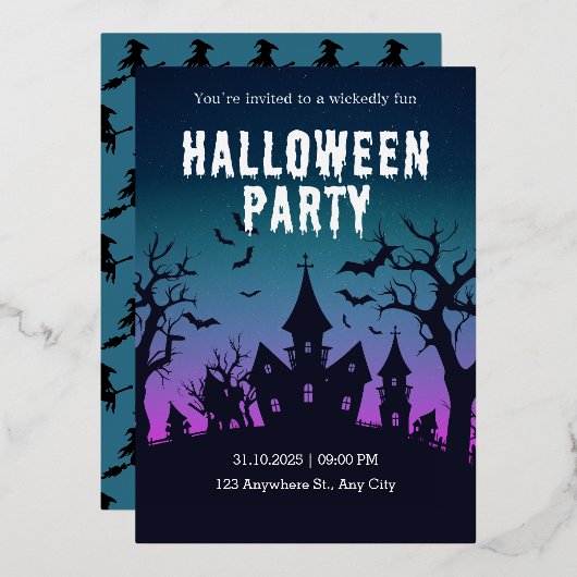 Halloween Night Party Einladung (Vorderseite/Rückseite)